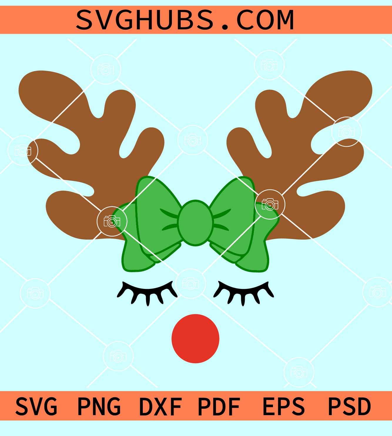 Reindeer girl SVG, Cute Reindeer SVG, Girl Reindeer Face SVG, reindeer bow svg