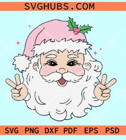 Retro Pink Santa Claus SVG, Hippie pink Santa SVG, Hippie Santa SVG