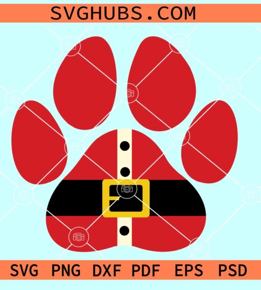 Santa Paw print SVG, Christmas dog svg, Santa paw svg