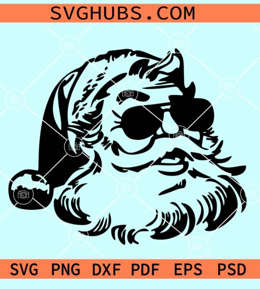 Santa with sunglasses SVG, cool Santa svg, Christmas Santa SVG