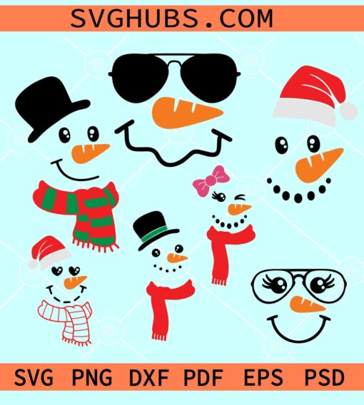 Snowman svg bundle, Snowman face svg bundle, Christmas Svg