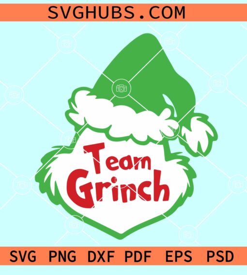 Team Grinch SVG, Christmas Grinch svg, Grinch face SVG