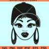 Woman face with cap SVG, Afro Woman Cap Low Svg, Black woman with a cap svg