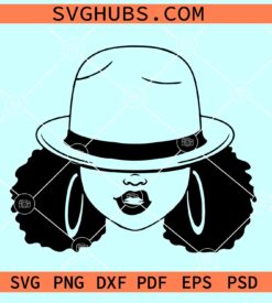 African American Hat Low SVG, African American Girl with Hat SVG