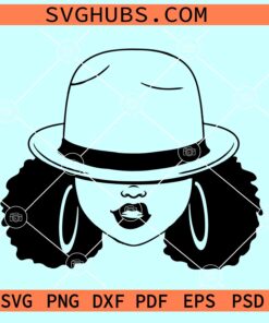 African American Hat Low SVG, African American Girl with Hat SVG