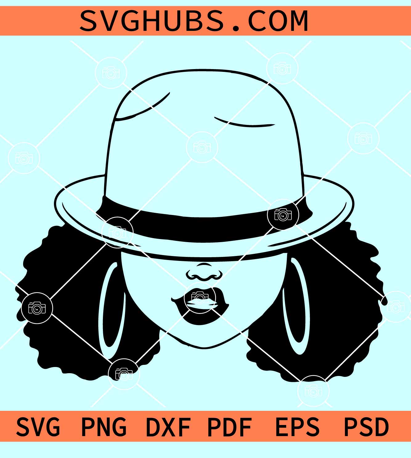 African American Hat Low SVG, African American Girl with Hat SVG
