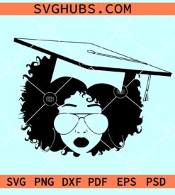 Afro woman graduation cap SVG, Educated Afro Woman svg, Graduation Hat svg