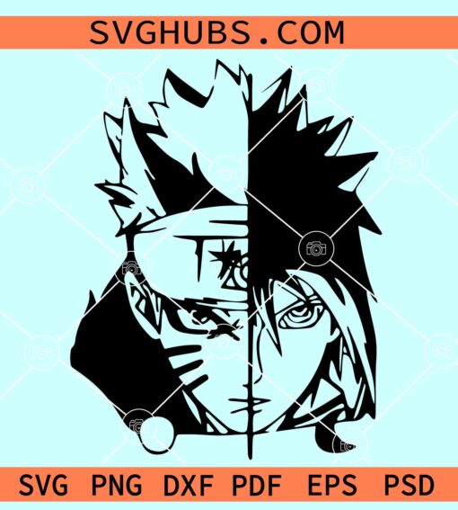 Anime Manga Svg, Anime svg, Cartoon Anime Split Face Svg, Manga SVG