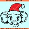 Christmas Elephant SVG, elephant Santa hat svg, baby elephant with Santa hat svg