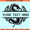 Dragon SVG Cut File for Cricut, Dragon name frame svg, Split dragon svg