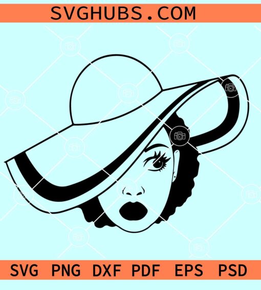 Elegant woman big hat svg, large hat classy lady SVG, Lady elegant in hat svg
