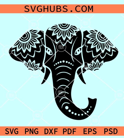 The Elephant head mandala SVG, Elephant mandala SVG, Boho elephant svg