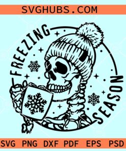 Freezing season skeleton SVG, Christmas coffee svg, freezing season Christmas svg