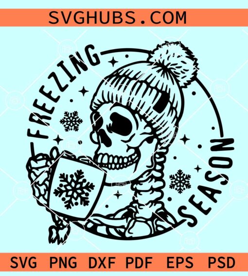 Freezing season skeleton SVG, Christmas coffee svg, freezing season Christmas svg