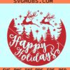 Happy Holidays Round Christmas SVG, Happy Holiday Christmas Ornament SVG