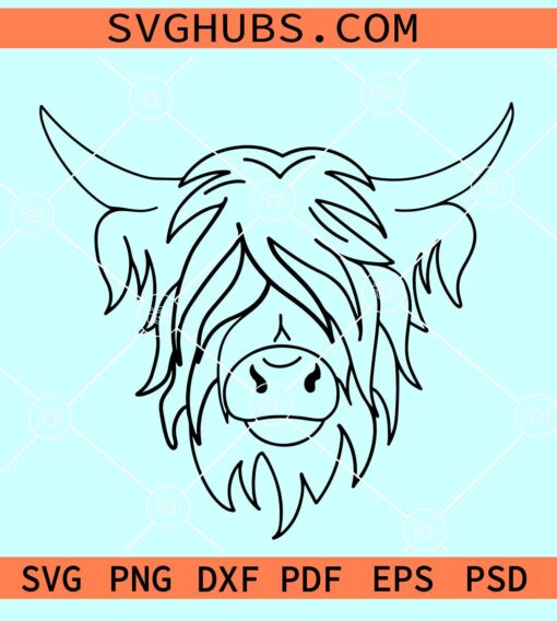 Highland Cow Svg, Cow Face Svg, Highland heifer svg, Cow Svg
