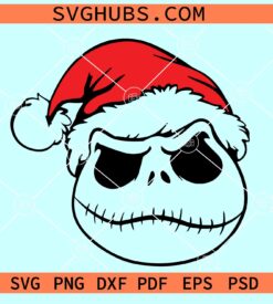 Jack Skellington with Santa hat SVG, Jack Skellington Christmas SVG