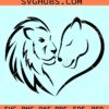 Lion and Lioness SVG, Lion heart svg, King and Queen SVG, Valentine's Day svg