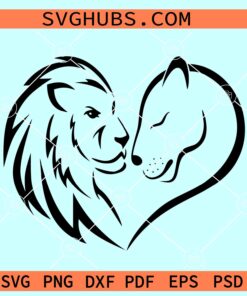 Lion and Lioness SVG, Lion heart svg, King and Queen SVG, Valentine's Day svg