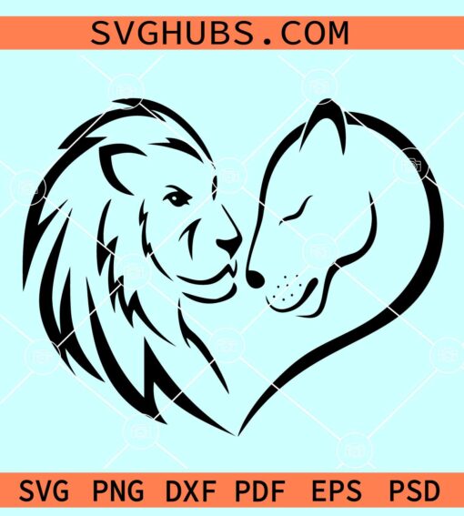 Lion and Lioness SVG, Lion heart svg, King and Queen SVG, Valentine's Day svg