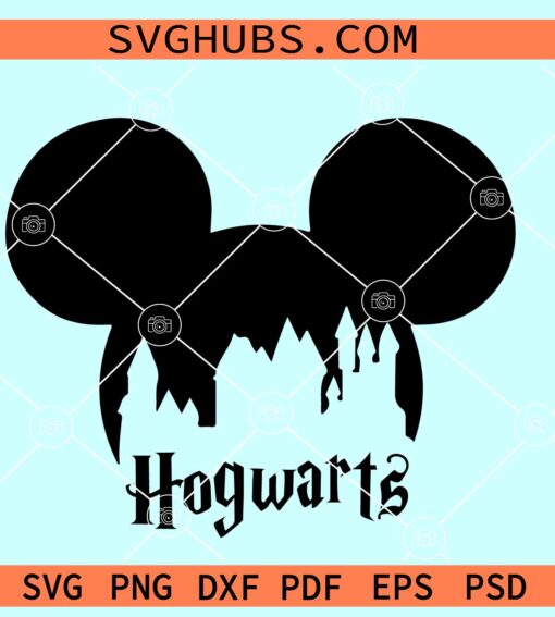 Mickey Head Hogwarts SVG, Hogwarts SVG, Harry Potter SVG, Wizard School SVG