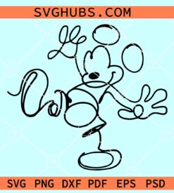 Mickey Mouse line art SVG, Disney inspired Sketchbook SVG, Mickey mouse SVG file