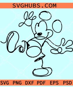 Mickey Mouse line art SVG, Disney inspired Sketchbook SVG, Mickey mouse SVG file