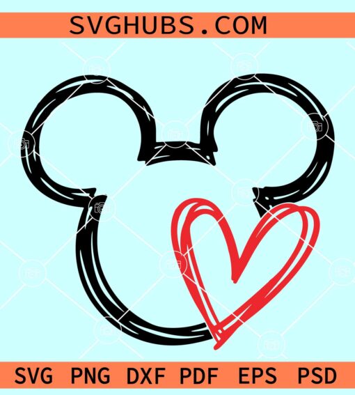 Mickey love heart SVG, love heart svg, Valentine's day svg, mama mouse monogram svg