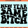 New Year Same Bitch SVG, Wavy letters svg, New Years eve svg, new year same me svg