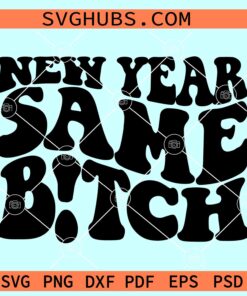 New Year Same Bitch SVG, Wavy letters svg, New Years eve svg, new year same me svg