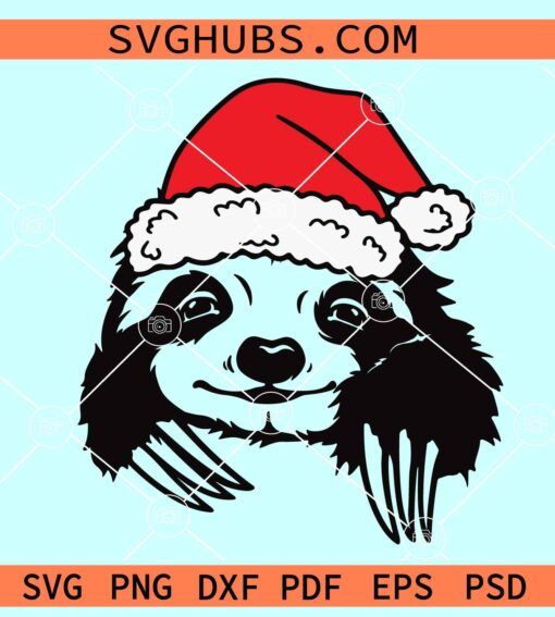 Sloth with Santa hat SVG, Christmas sloth svg, Sloth Santa hat SVG, Christmas cut file