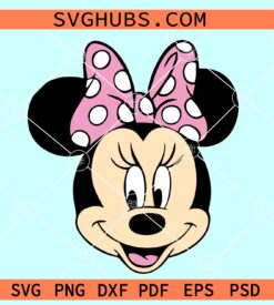 Smiling Minnie mouse SVG, Happy Minnie Svg, Minnie Mouse with hair bow svg
