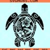 Tribal Hibiscus Sea Turtle SVG, Hibiscus turtle svg, Turtle Flower Svg