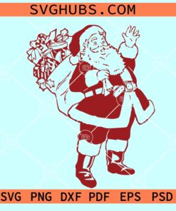 Vintage Santa Waving SVG, Happy Santa svg, waving Santa svg, Santa Claus svg