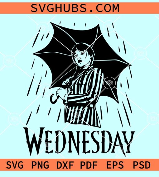 Wednesday girl with umbrella svg, Wednesday Addams svg, Jenna Ortega SVG