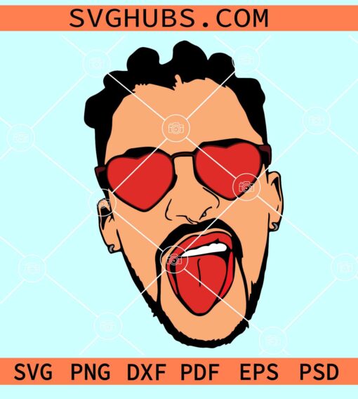 Bad bunny layered SVG, Bad bunny face  SVG, Bad Bunny svg, Bad Bunny rapper SVG