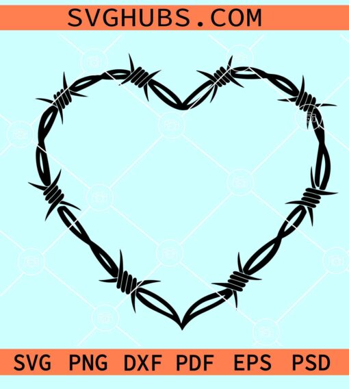 Barbed wire heart SVG, Bichota Heart SVG, Barbed wire frame svg, Valentine day SVG