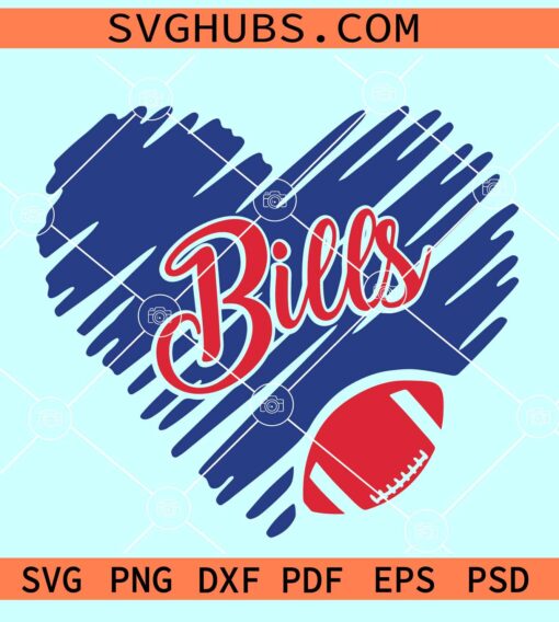 Bills Heart SVG, Bills football svg, Buffalo Bills SVG, Glitter Heart Bills SVG