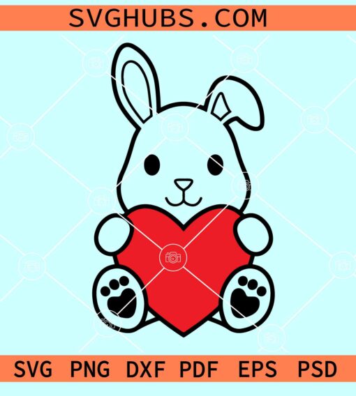 Bunny Valentine SVG, rabbit valentine SVG, Valentine Svg files for cricut