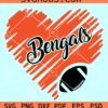 Cincinnati Bengals heart svg, Bengals football SVG, Benglas scribble heart SVG