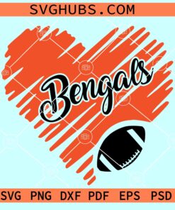Cincinnati Bengals heart svg, Bengals football SVG, Benglas scribble heart SVG
