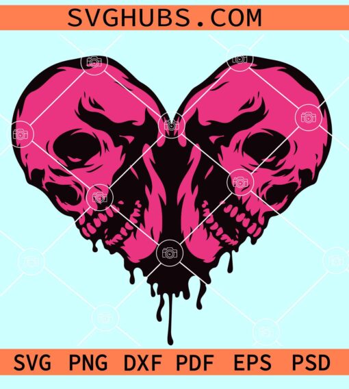 Couple Valentine Skull SVG, Valentine Skull SVG, Valentine Svg, Couple Skull Svg