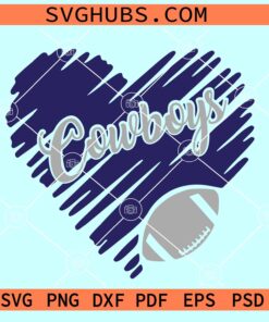 Cowboys Heart football SVG, Dallas Cowboys Scribble Heart SVG