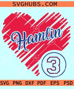 Damar Hamlin Heart SVG, Hamlin Number 3 Heart SVG, Love Damar Hamlin SVG