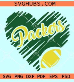 Green Bay Packers Heart Svg, Packers Heart SVG, Packers Football SVG