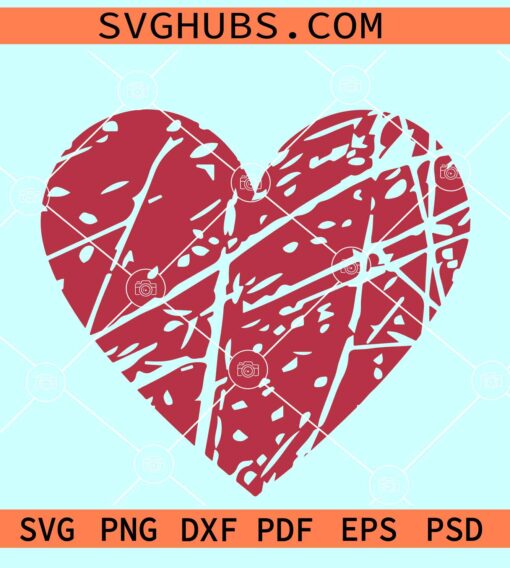 Grunge Heart SVG, distressed heart SVG, Scribble heart Svg