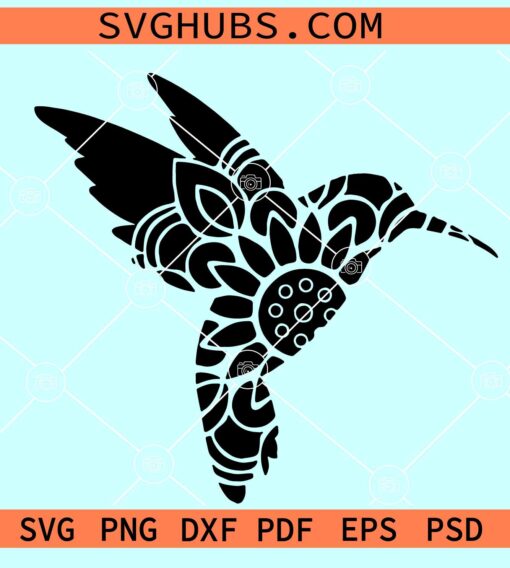 Mandala Hummingbird SVG, Floral Hummingbird svg, Hummingbird SVG