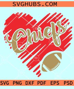 KC Chiefs Heart SVG, Chiefs scribble Heart SVG, KC Chiefs football svg