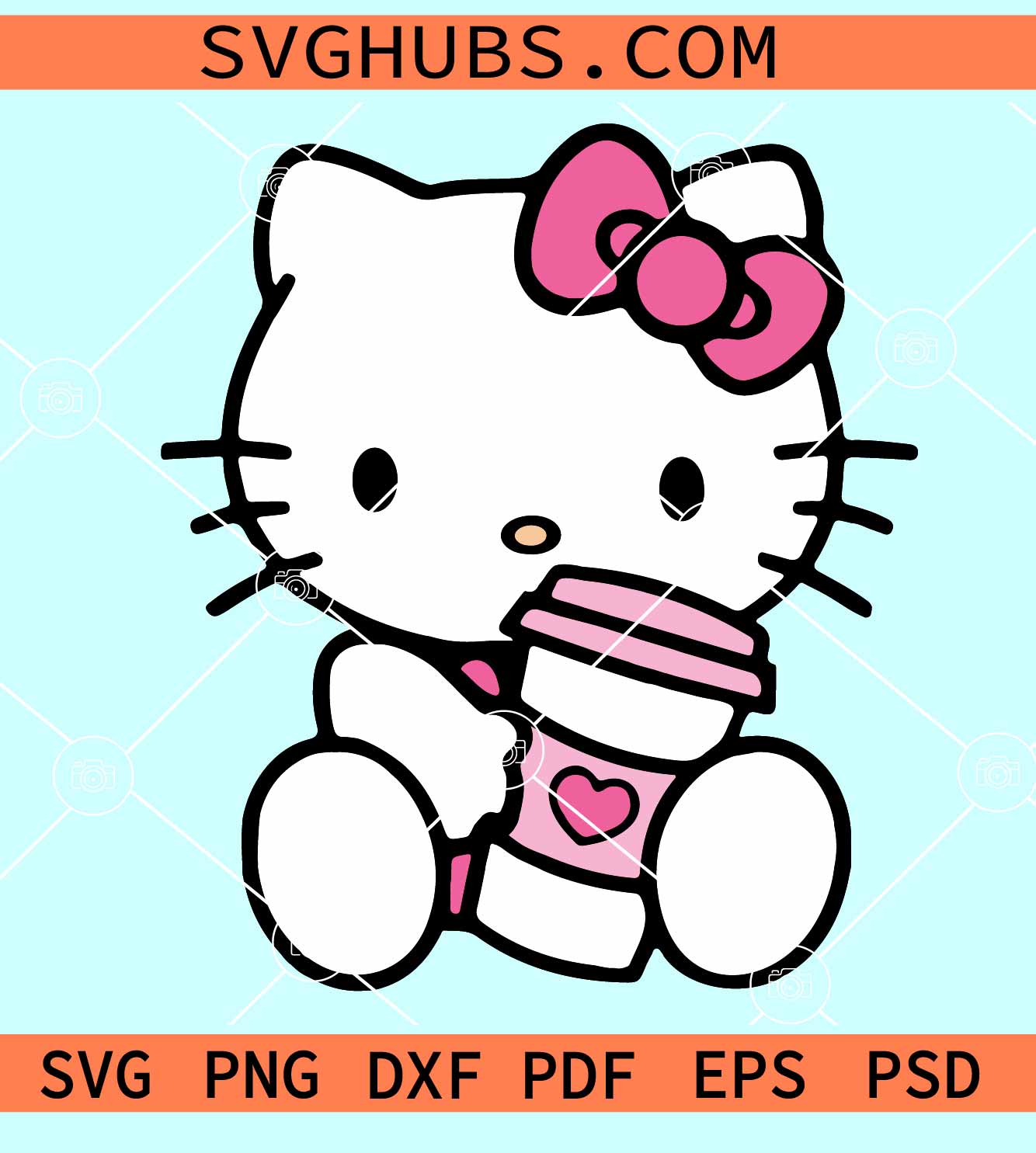 Kitty with Starbucks Coffee SVG, Hello Kitty svg, Coffee lover SVG