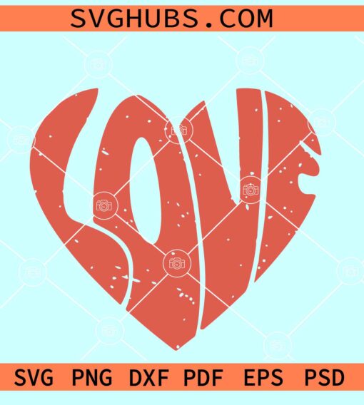 Love heart retro SVG, Valentine svg, Retro Valentine SVG